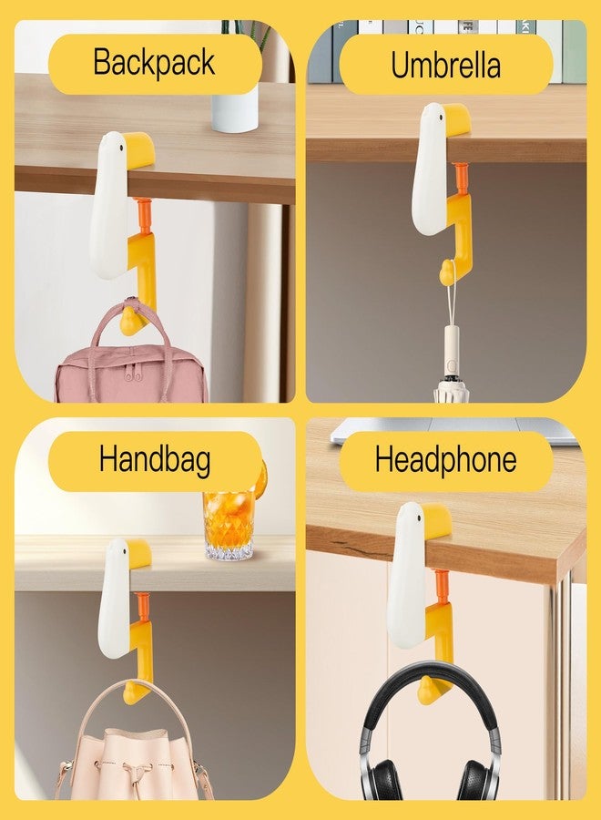 Esdallina 2PCS Cute Duck Hooks for Table Adjustable Desk Hangers for Handbag Purse Backpack Under Desk Holder - Image 2